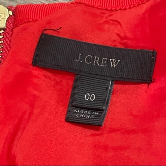 JCrew Monday Dress Fiery Sunset Red Wool Suiting Ruffle Gold Zipper Sz 00 f4012 - Picture 8 of 11
